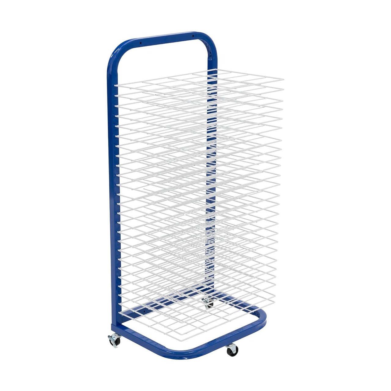 25-Shelf Mobile/Wall Mountable Art Drying Rack for Art Studios & Classrooms, 14.5" D x 17.5" W x 38" H, White